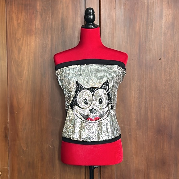 Vintage Felix the Cat Sequined Strapless Top/Skirt M - Picture 10 of 10